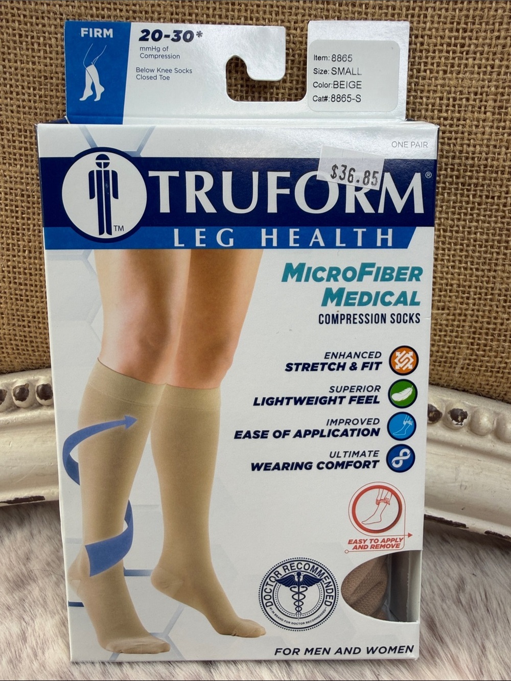TrueForm | MicroFiber Medical Compression Knee-High Socks - Beige NWT Size S